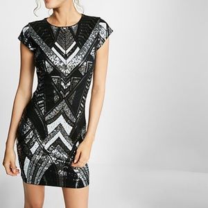 Express. Size: Large. Black with silver and white sequins.